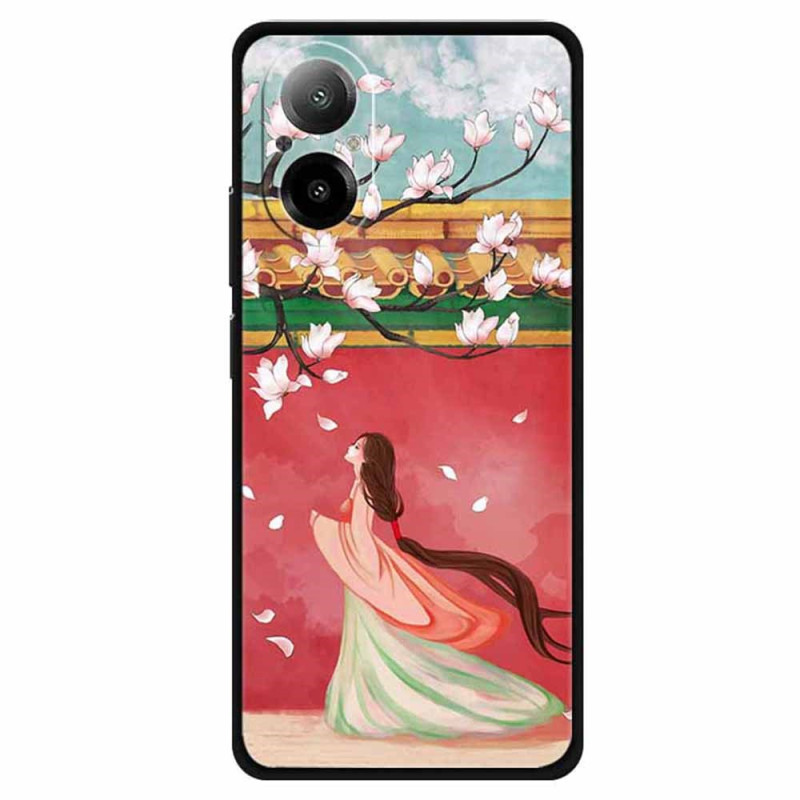Coque Realme C67 Femme et Fleurs de Pêcher