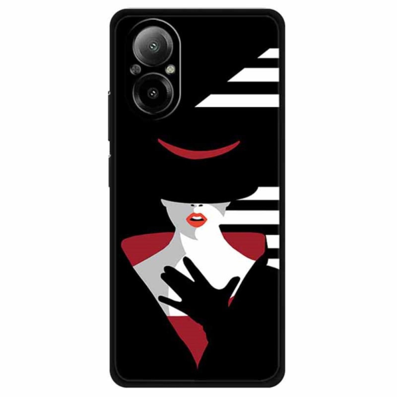 Coque Realme C67 Dame au Chapeau Noir