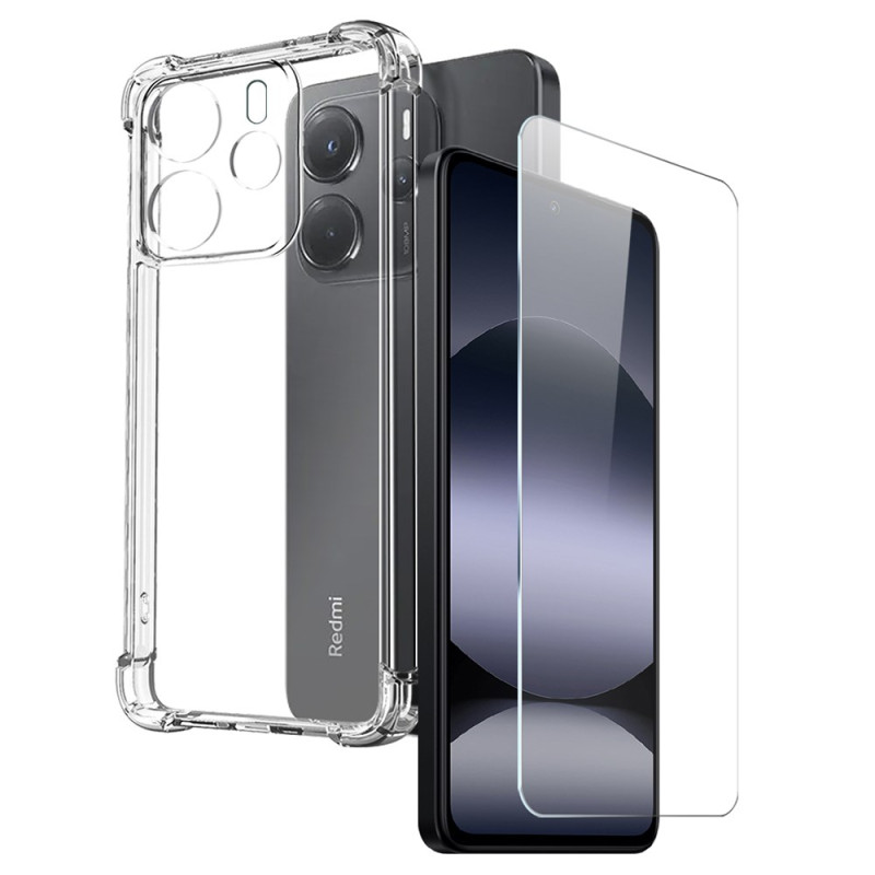 Xiaomi Redmi Note 14 4G Custodia trasparente con protezione schermo
 in vetro temperato