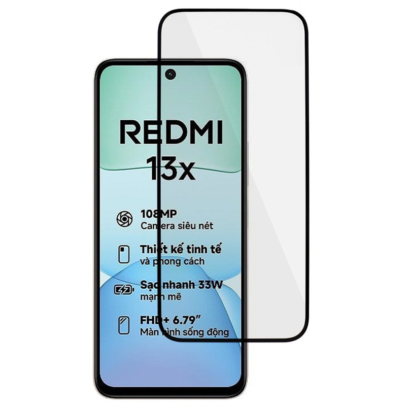 Xiaomi Redmi 13X Protezione integrale dello schermo in vetro temperato