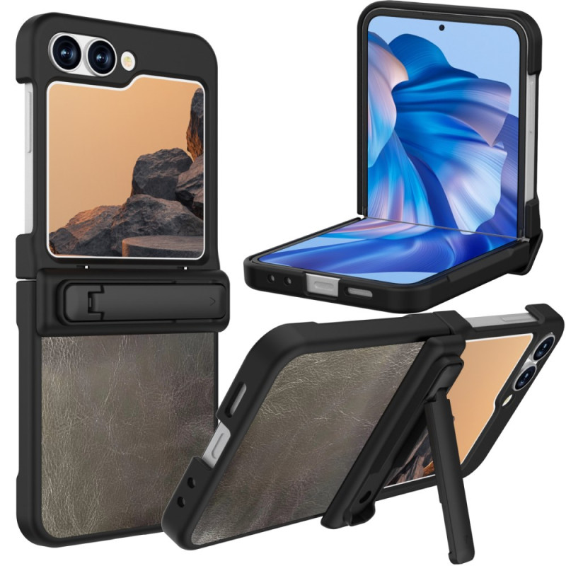 Custodia Samsung Galaxy Z Flip 7 FE / Z Flip 6 Pelle Effetto Supporto Vintage