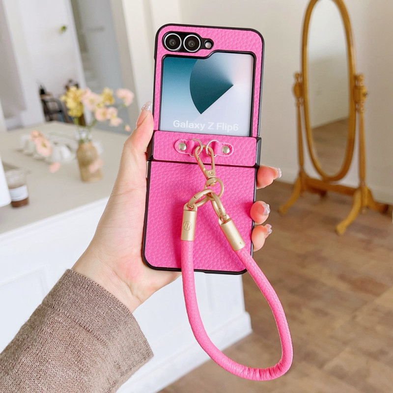 Custodia e cinturino in pelle simulata per Samsung Galaxy Z Flip 7 FE / Z Flip 6
