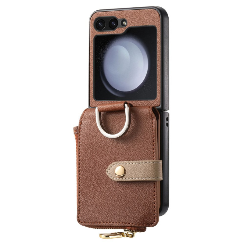 Samsung Galaxy Z Flip 7 FE / Z Flip 6 Custodia con tasca con zip e anello di supporto