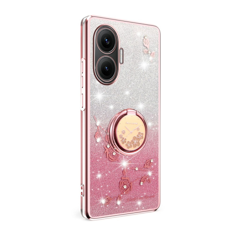 Custodia Poco F7 Anello di supporto Fiori e Strass