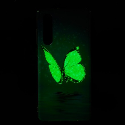 Huawei P30 Custodia a farfalla blu fluorescente