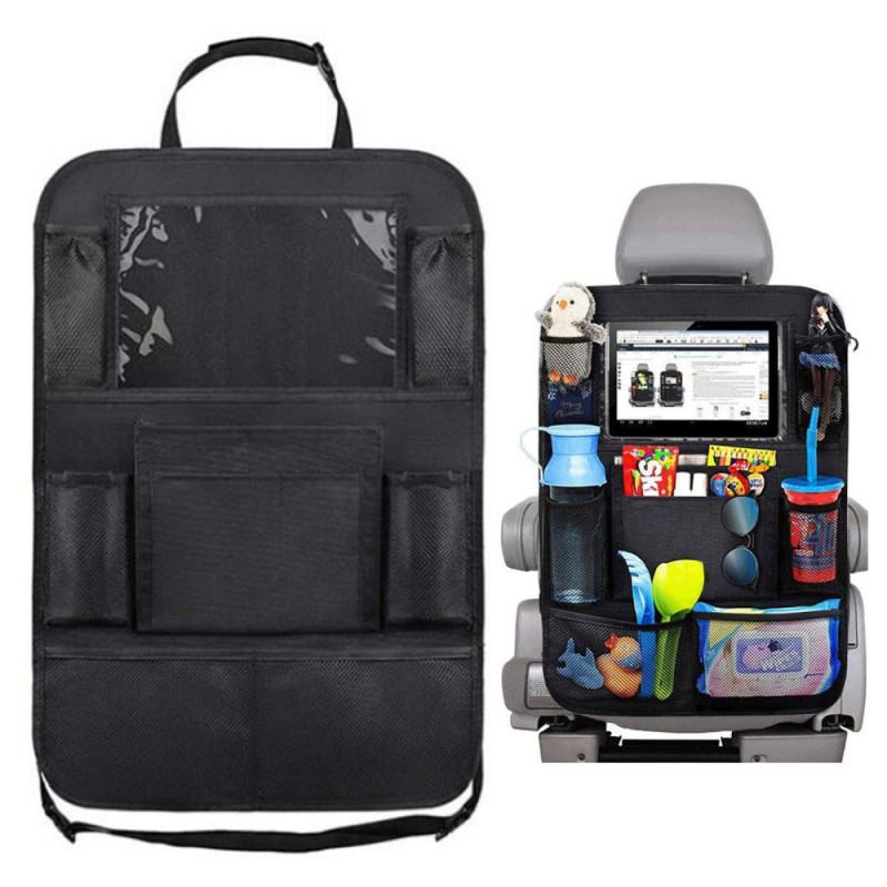 Organizzatore per sedili posteriori dell'auto con supporto per tablet touch screen
