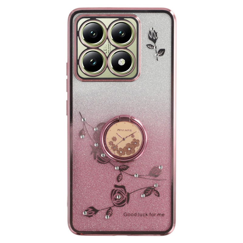 Xiaomi 14T Custodia Fiore e Strass Anello di supporto KADEM