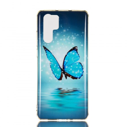 Huawei P30 Pro Custodia a farfalla blu fluorescente