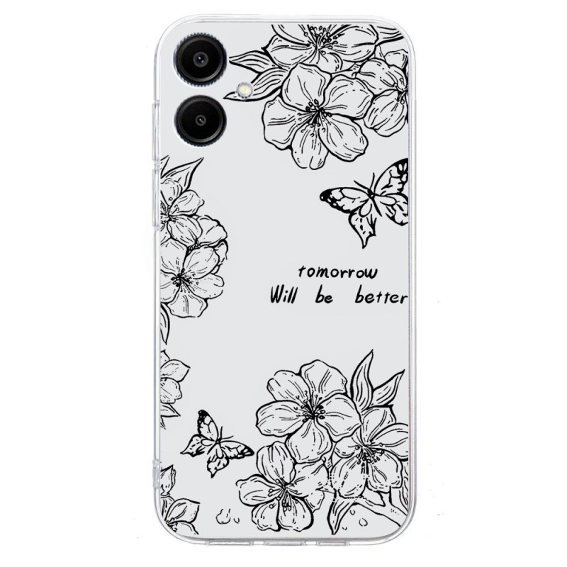 Samsung Galaxy A07 Custodia con motivo floreale bianco e nero