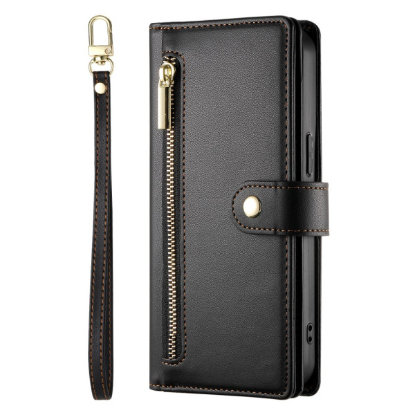 Custodia a portafoglio per Samsung Galaxy A17 5G con tasca con zip e laccetti