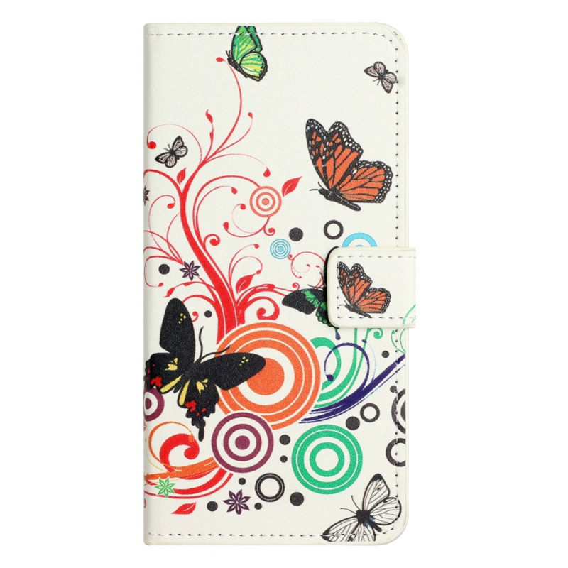 Moto G86 5G / G86 Power 5G Custodia Farfalle su sfondo bianco