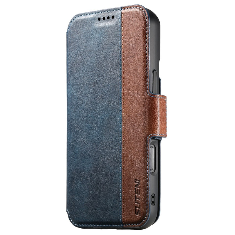 Custodia iPhone 17 magnetica in pelle testurizzata bicolore