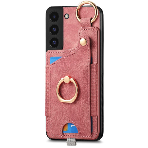 Custodia per schede Samsung Galaxy S22 5G con anello effetto scamosciato