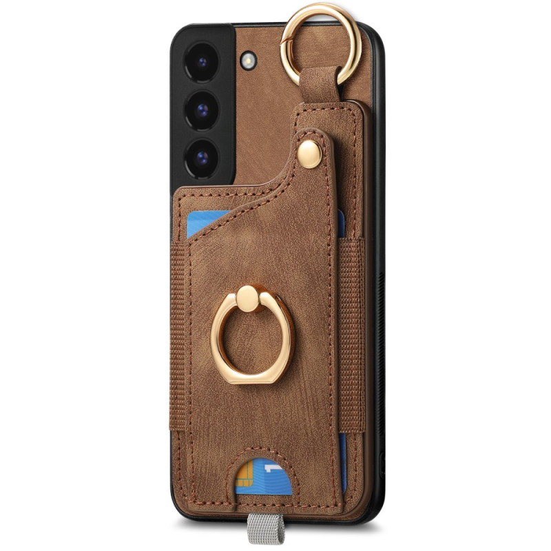 Custodia per schede Samsung Galaxy S22 5G con anello effetto scamosciato
