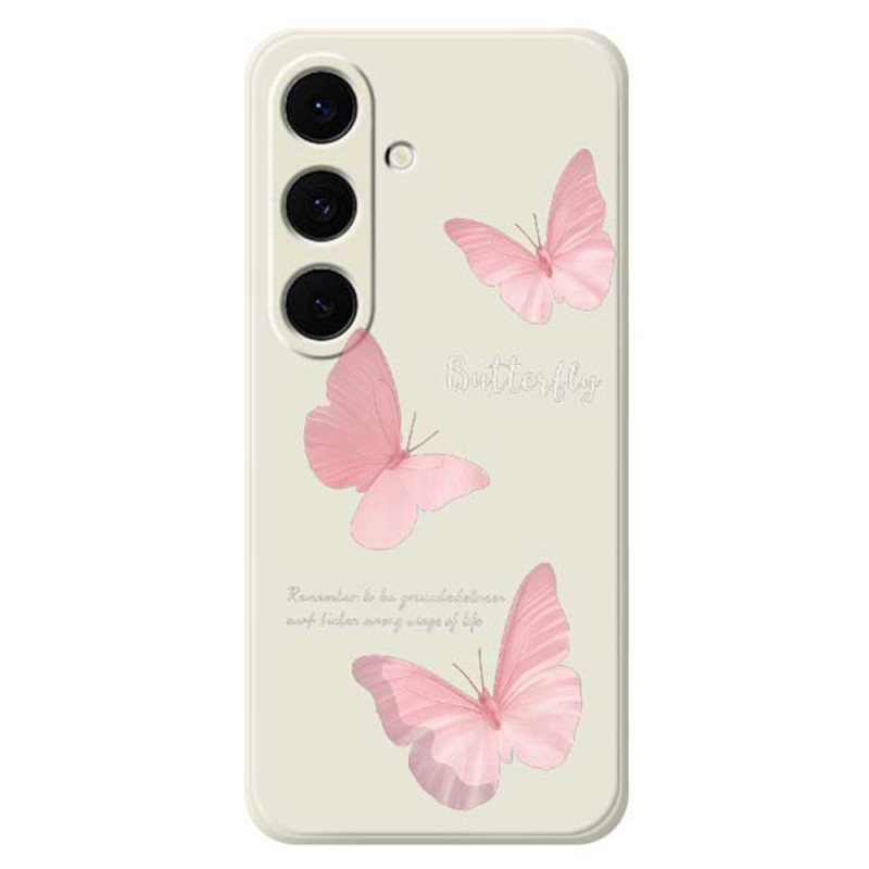 Samsung Galaxy S25 FE Custodia in silicone rosa farfalle