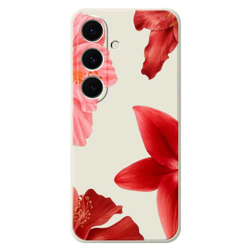 Samsung Galaxy S25 FE Custodia in silicone rosso floreale