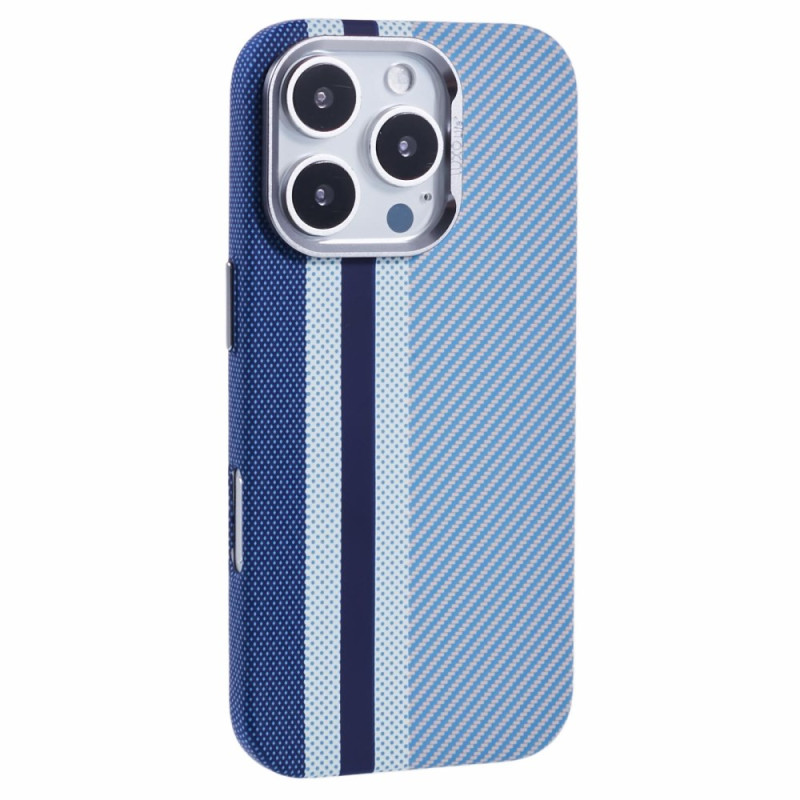 Custodia MagSafe per iPhone 16 Pro Max con texture colorata in fibra di carbonio