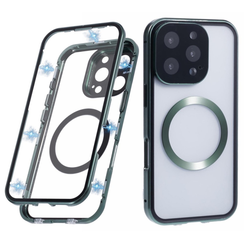 Custodia in vetro temperato bifacciale per iPhone 16 Pro Max Magsafe