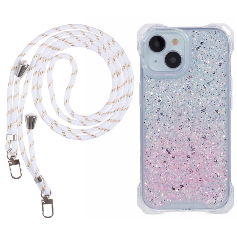 Custodia a cordoncino iPhone 14 Design Glitter