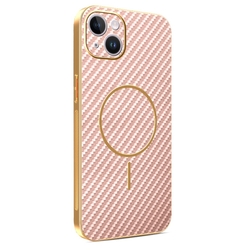 Custodia per iPhone 14 Plus con texture in fibra di carbonio