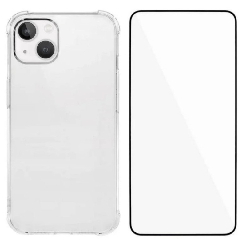 Custodia trasparente per iPhone 13 con protezione schermo
 in vetro temperato