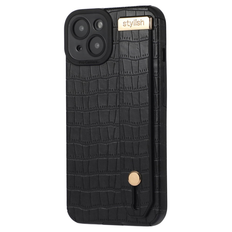 Custodia per iPhone 13 con effetto coccodrillo e cinturino