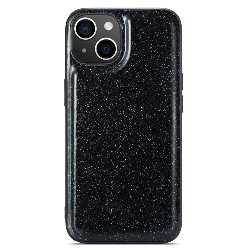 Custodia per iPhone 14 Plus con effetto pelle e glitter