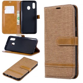 Custodia Samsung Galaxy A30 effetto tessuto e pelle