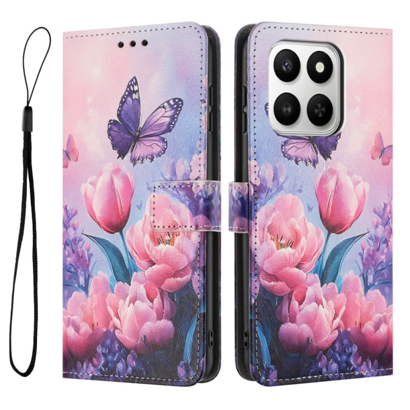 Honor 400 Smart 4G Custodia Tulipani e Farfalle