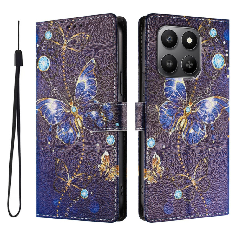 Honor 400 Smart 5G / 4G Custodia Farfalle Blu