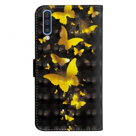 Samsung Galaxy A50 Custodia Farfalle gialle
