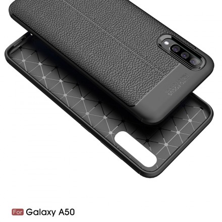 Samsung Galaxy A50 Custodia in pelle effetto litchi doppia linea