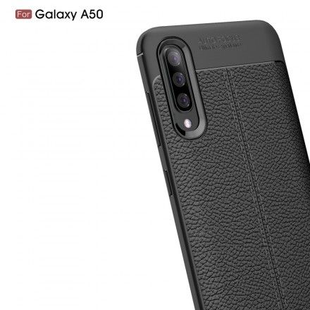Samsung Galaxy A50 Custodia in pelle effetto litchi doppia linea