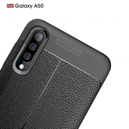 Samsung Galaxy A50 Custodia in pelle effetto litchi doppia linea