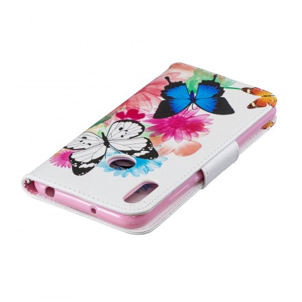 Cover Huawei Y6 2019 Farfalle e Fiori Dipinti