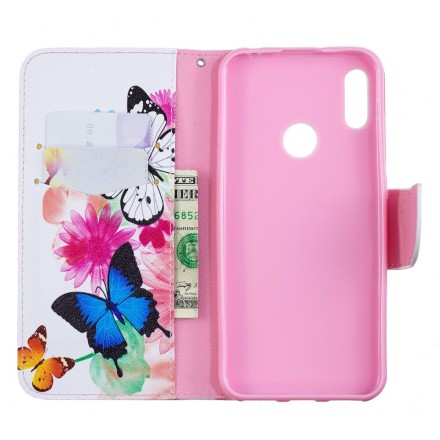 Cover Huawei Y6 2019 Farfalle e Fiori Dipinti