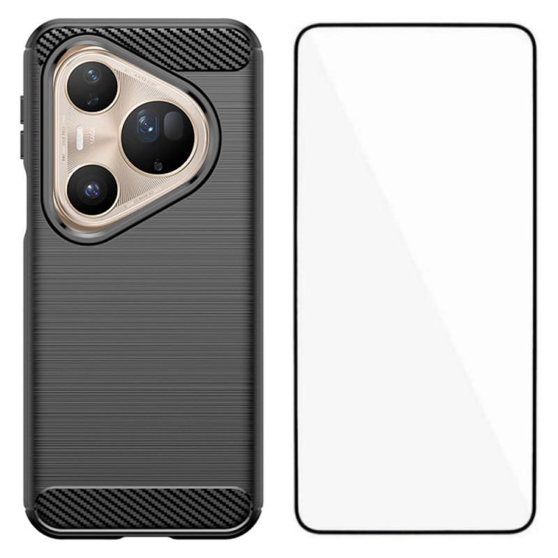 Huawei Pura 80 Ultra Custodia in fibra di carbonio spazzolata con protezione schermo
