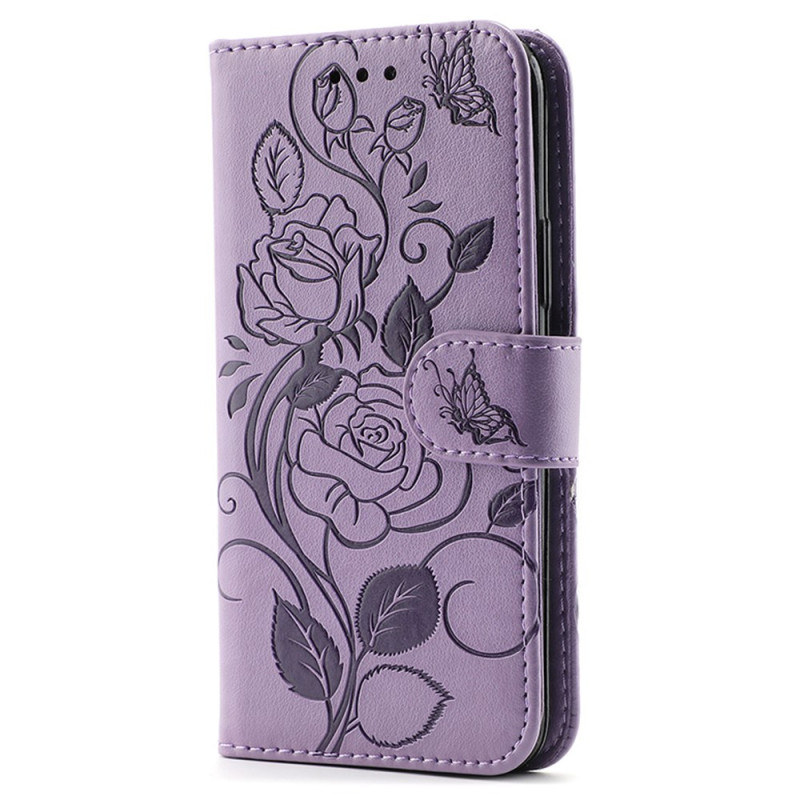 Custodia iPhone 14 Pro Max con stampa di farfalle e rose
