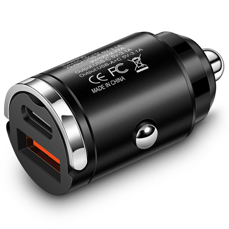 Caricabatterie da auto a doppia porta QC3.0/PD da 30 W con anello