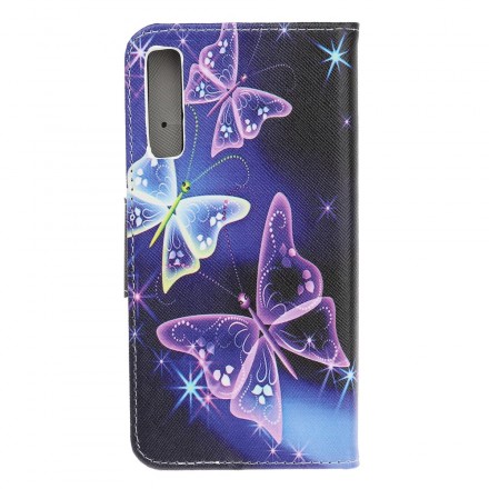 Samsung Galaxy A70 Custodia Farfalle e Fiori