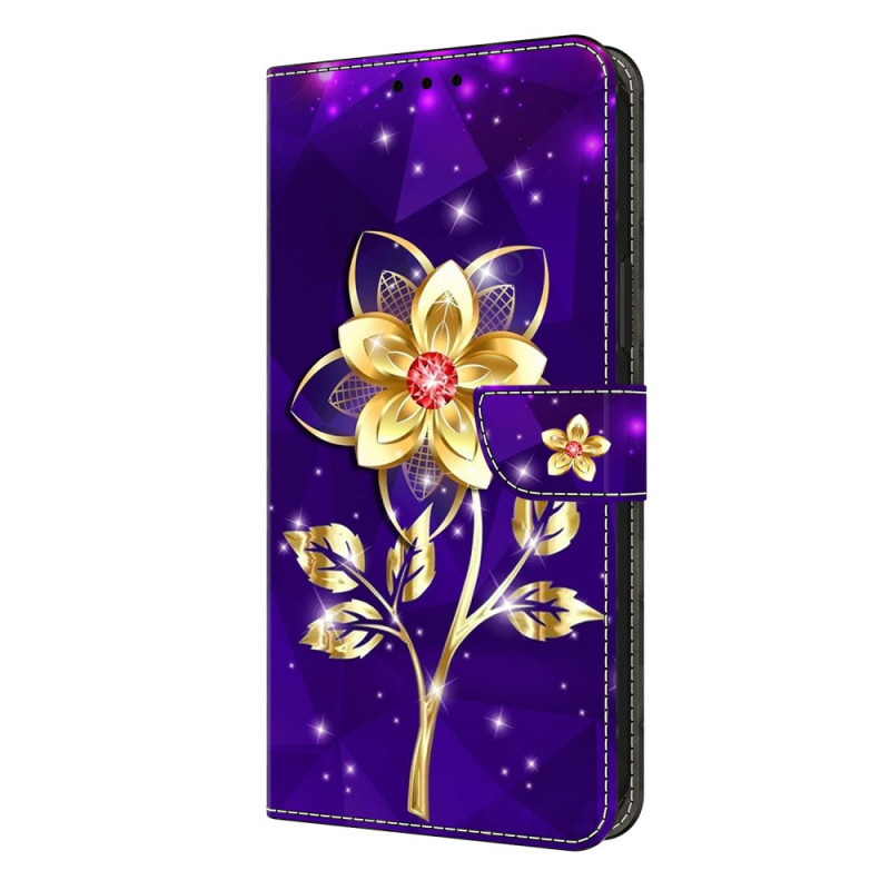 Samsung Galaxy S26 Plus Custodia Fiori d'oro su sfondo viola