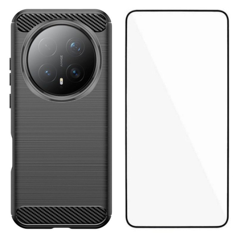 Honor Magic 8 Pro Custodia in fibra di carbonio spazzolata con protezione schermo