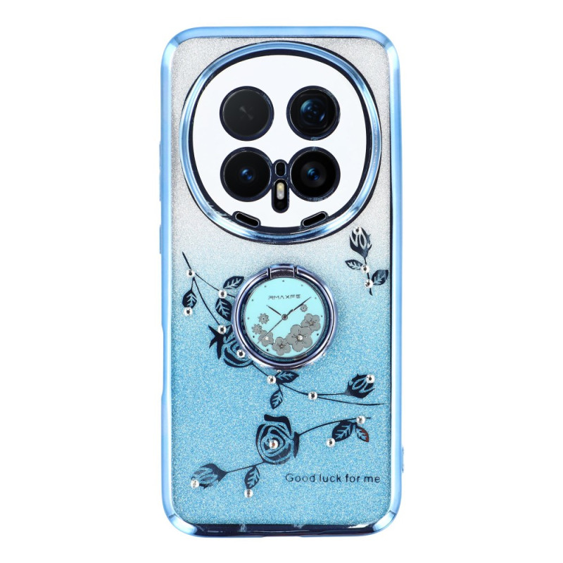 Honor Magic 8 Pro Custodia Anello di supporto floreale e glitterato