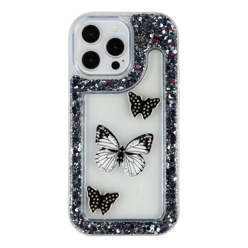 iPhone 13 Pro Max Custodia Butterfly Glitter e resina epossidica