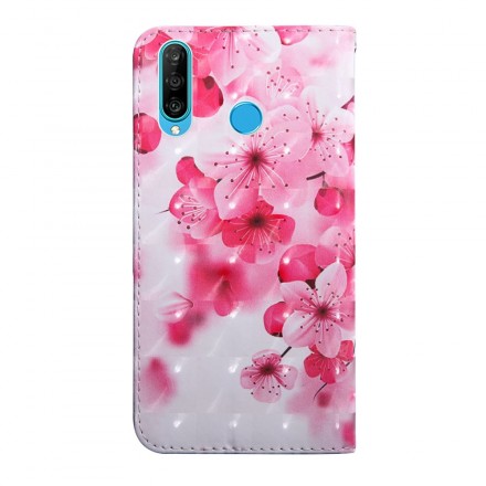 Huawei P30 Lite Custodia a fiori rosa