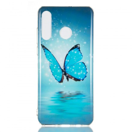Huawei P30 Lite Custodia a farfalla blu fluorescente