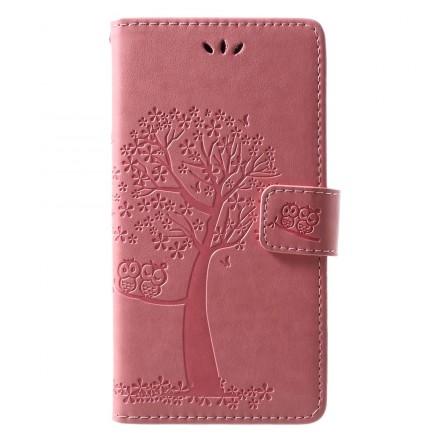 Custodia Huawei P30 Lite Albero e gufi con cinturino