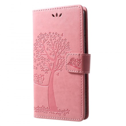 Custodia Huawei P30 Lite Albero e gufi con cinturino