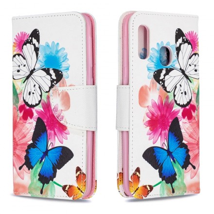 Samsung Galaxy A20e Custodia dipinta con farfalle e fiori
