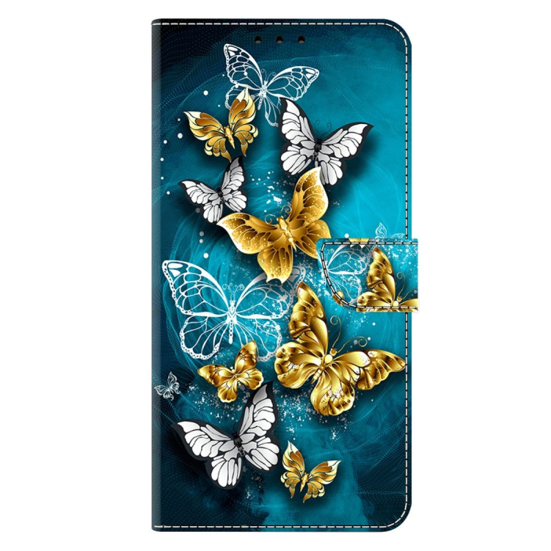 Housse Samsung Galaxy A57 5G Papillons Doré sur Vert